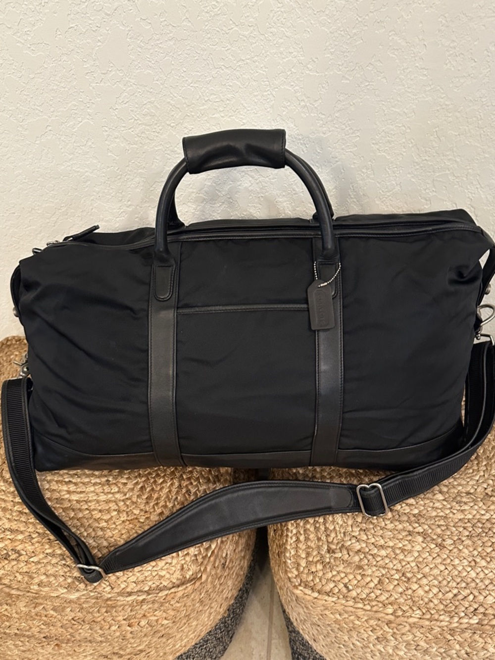 Vintage Coach Travel Collection Black Nylon & Leather Weekender Duffel Bag 5497 - Picture 2 of 9